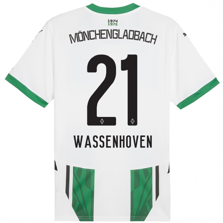 Kids Football Michelle Wassenhoven #21 White Green Home Jersey 2024/25 T-Shirt Australia