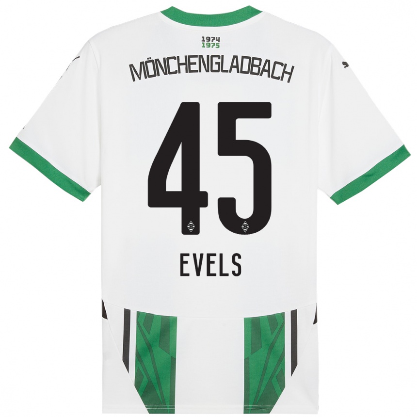 Kids Football Emily Evels #45 White Green Home Jersey 2024/25 T-Shirt Australia