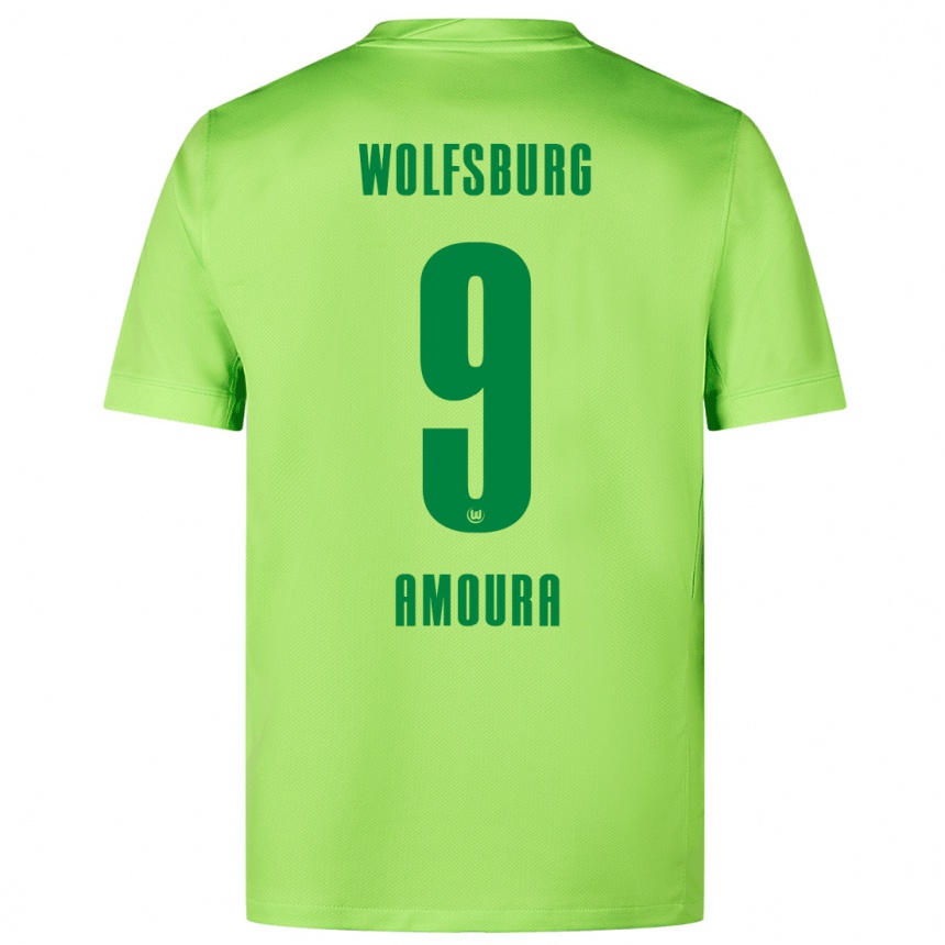 Kids Football Mohamed Amoura #9 Fluorescent Green Home Jersey 2024/25 T-Shirt Australia