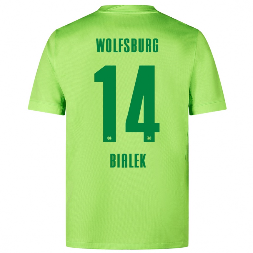 Kids Football Bartosz Bialek #14 Fluorescent Green Home Jersey 2024/25 T-Shirt Australia