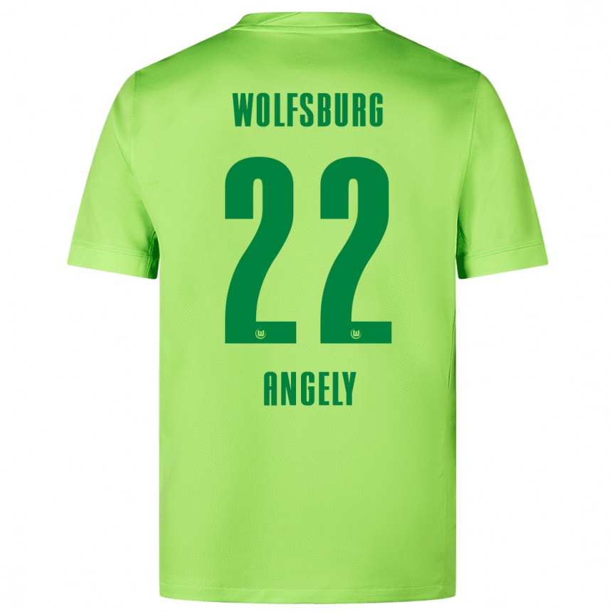 Kids Football Mathys Angély #22 Fluorescent Green Home Jersey 2024/25 T-Shirt Australia