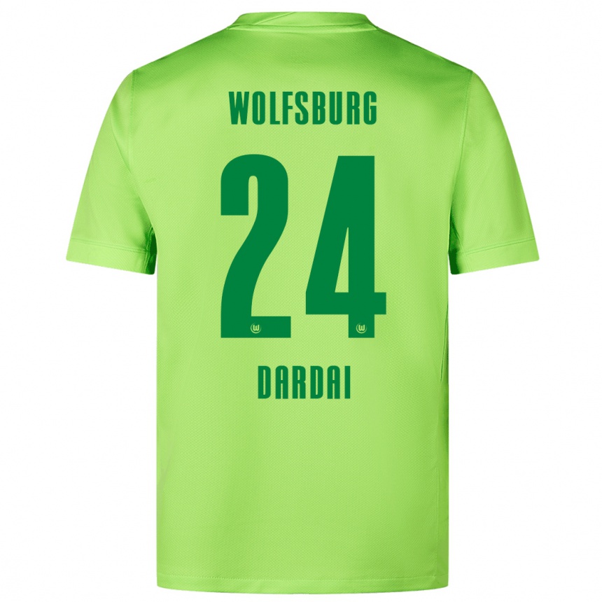 Kids Football Bence Dárdai #24 Fluorescent Green Home Jersey 2024/25 T-Shirt Australia