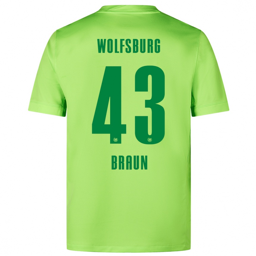 Kids Football Manuel Braun #43 Fluorescent Green Home Jersey 2024/25 T-Shirt Australia