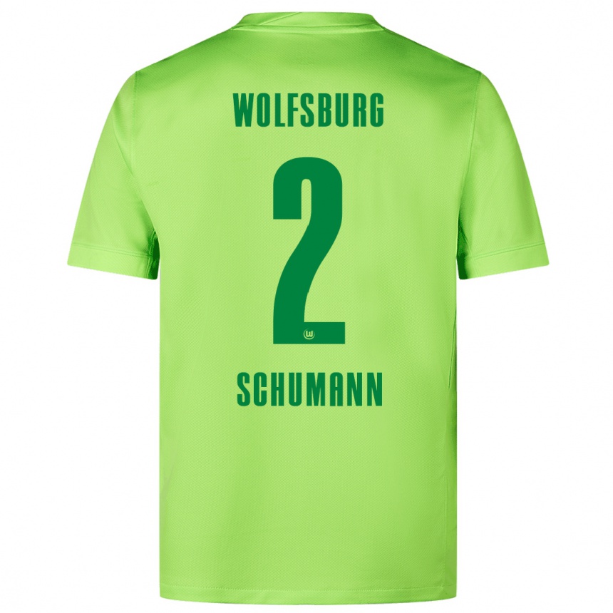 Kids Football Anton Schumann #2 Fluorescent Green Home Jersey 2024/25 T-Shirt Australia