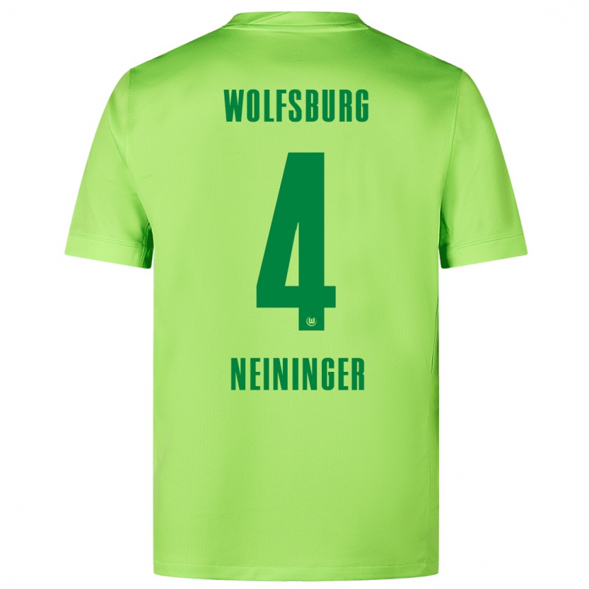 Kids Football Till Neininger #4 Fluorescent Green Home Jersey 2024/25 T-Shirt Australia