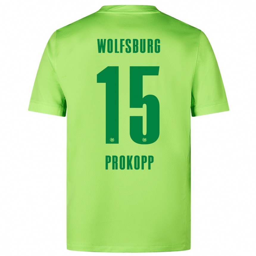 Kids Football Oskar Prokopp #15 Fluorescent Green Home Jersey 2024/25 T-Shirt Australia