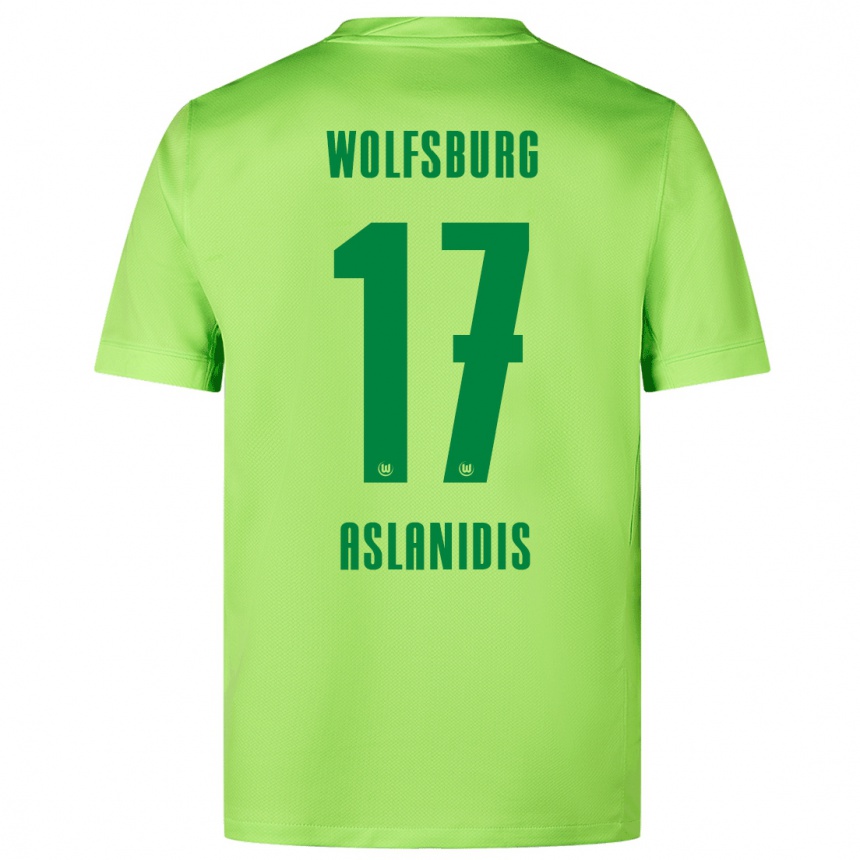 Kids Football Elijas Aslanidis #17 Fluorescent Green Home Jersey 2024/25 T-Shirt Australia