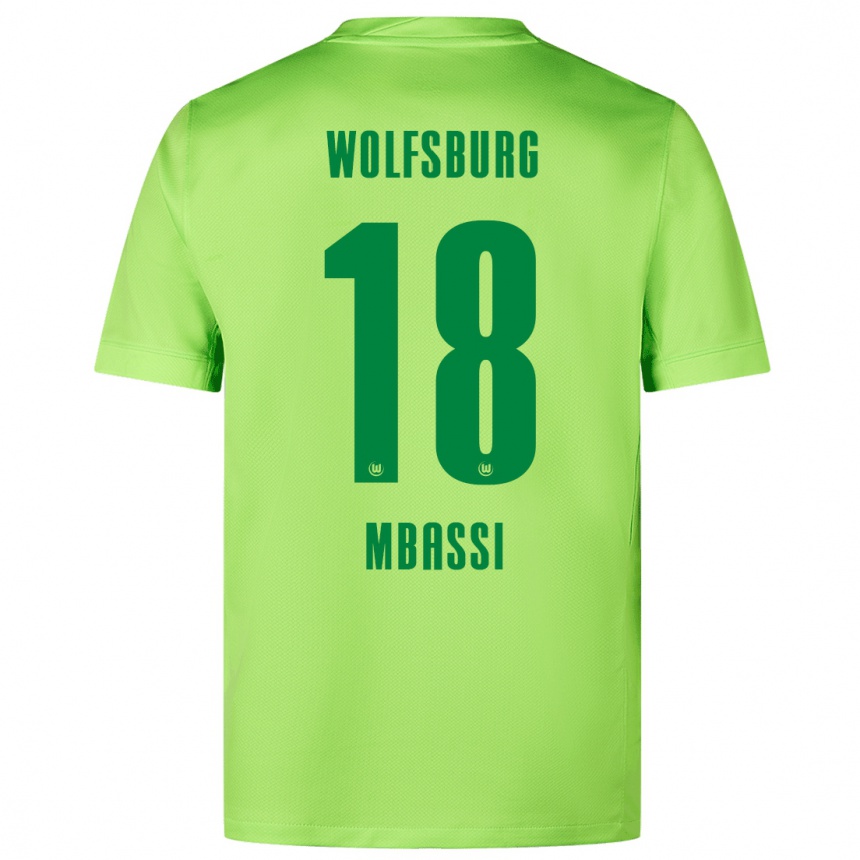 Kids Football Mario Mbassi #18 Fluorescent Green Home Jersey 2024/25 T-Shirt Australia