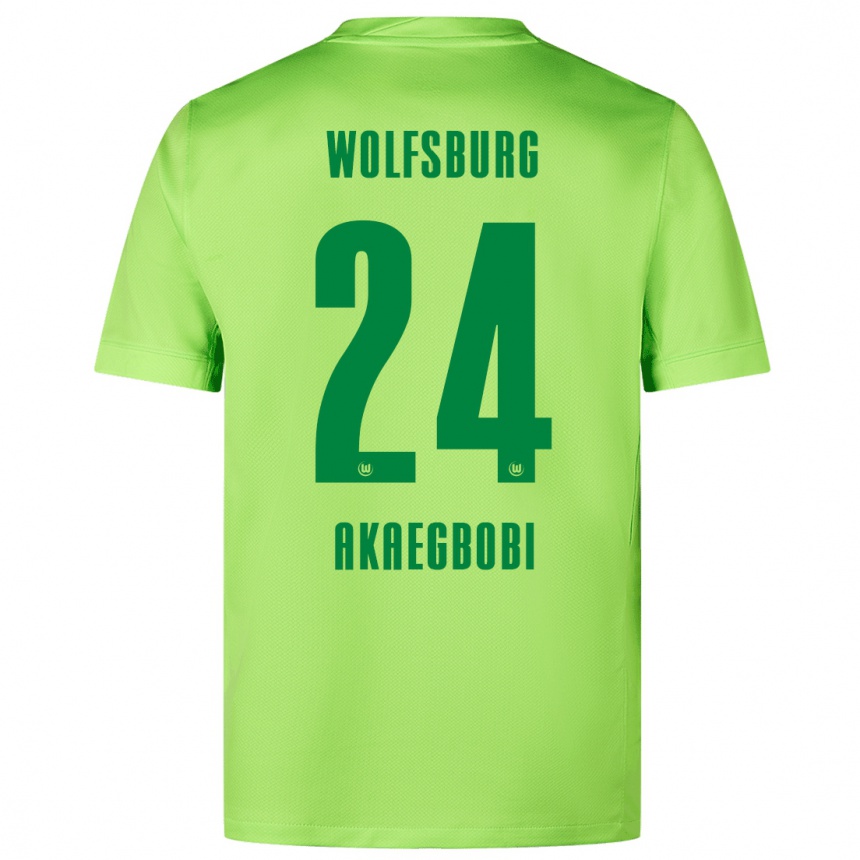 Kids Football Jonathan Akaegbobi #24 Fluorescent Green Home Jersey 2024/25 T-Shirt Australia