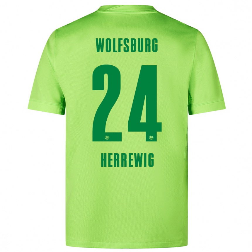 Kids Football Max Herrewig #24 Fluorescent Green Home Jersey 2024/25 T-Shirt Australia