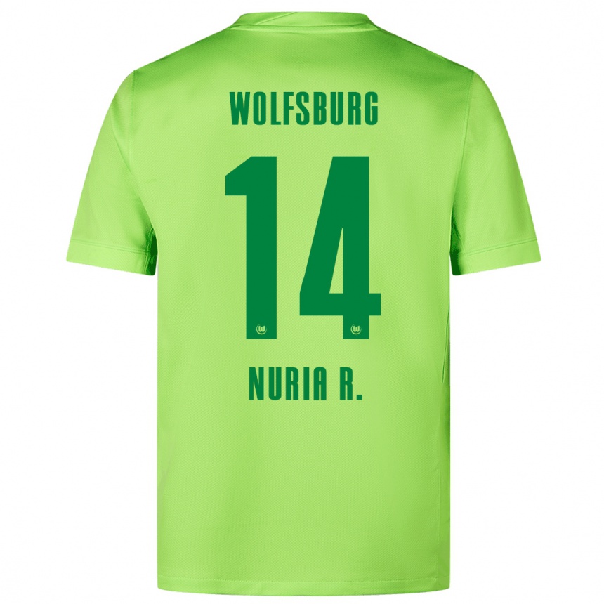 Kids Football Nuria Rabano #14 Fluorescent Green Home Jersey 2024/25 T-Shirt Australia