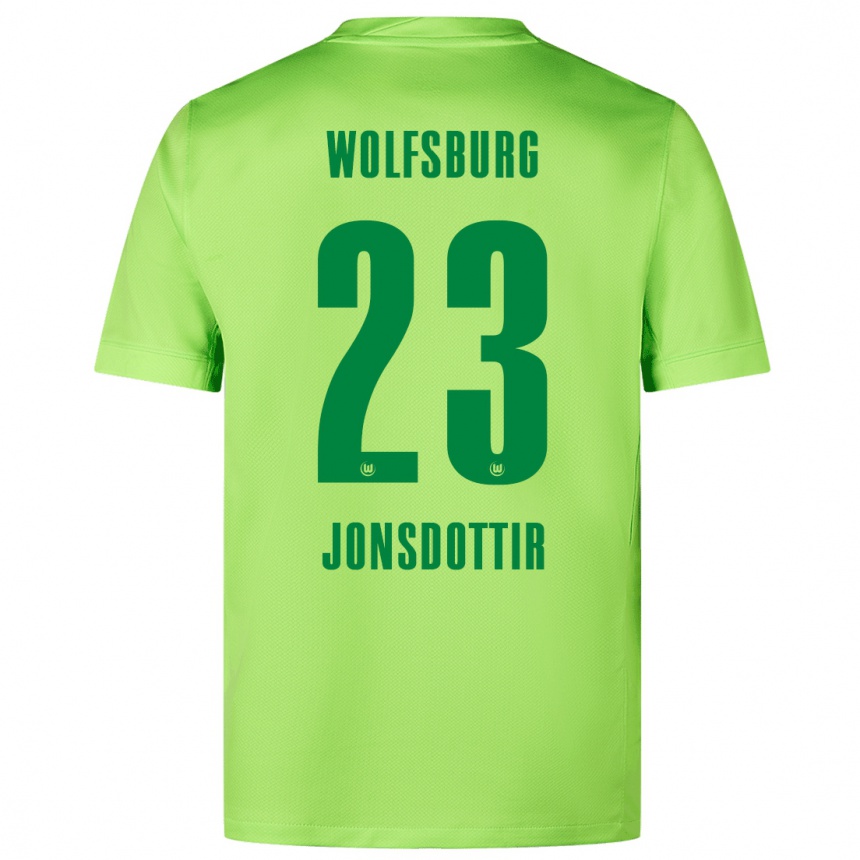 Kids Football Sveindís Jane Jónsdóttir #23 Fluorescent Green Home Jersey 2024/25 T-Shirt Australia