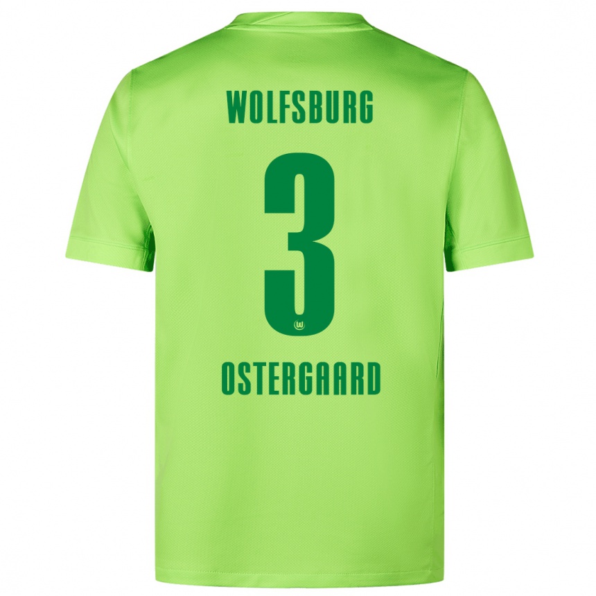 Kids Football Christian Östergaard #3 Fluorescent Green Home Jersey 2024/25 T-Shirt Australia