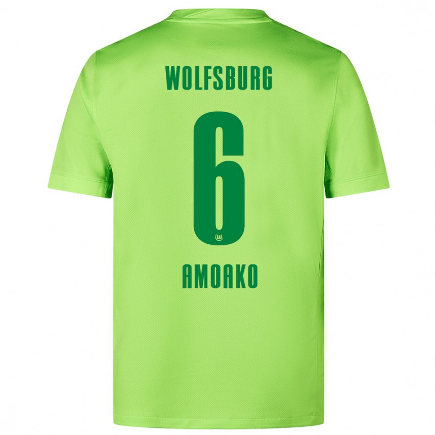 Kids Football Kofi Jeremy Amoako #6 Fluorescent Green Home Jersey 2024/25 T-Shirt Australia