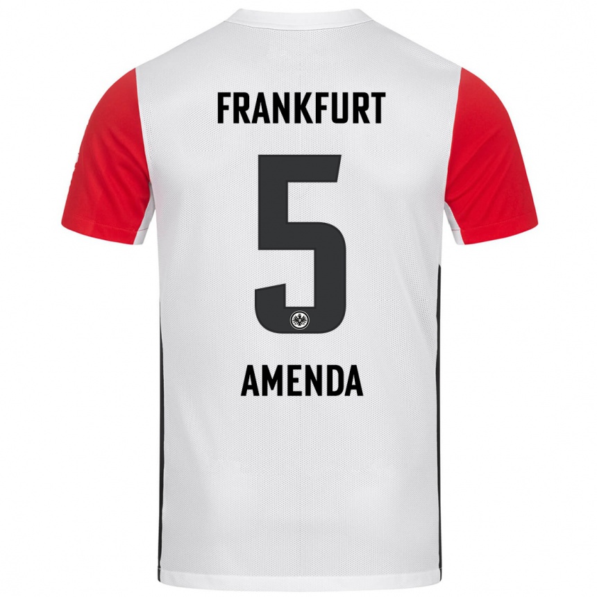 Kids Football Aurèle Amenda #5 White Red Home Jersey 2024/25 T-Shirt Australia