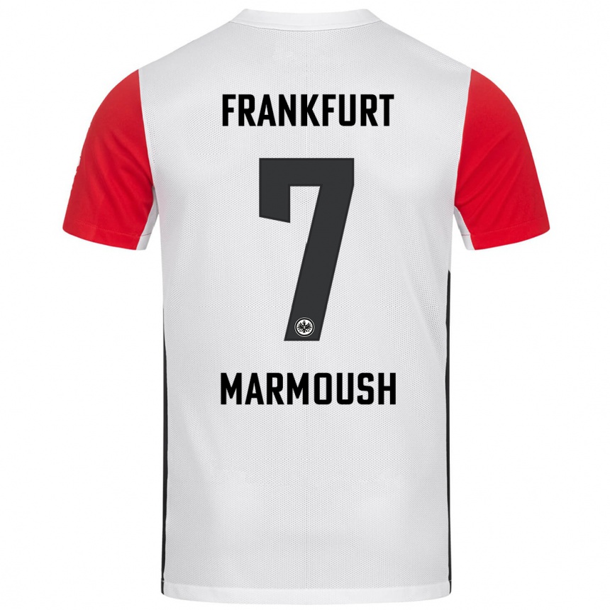 Kids Football Omar Marmoush #7 White Red Home Jersey 2024/25 T-Shirt Australia