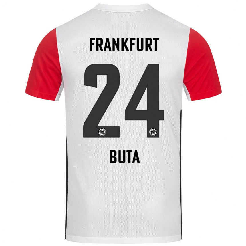 Kids Football Aurélio Buta #24 White Red Home Jersey 2024/25 T-Shirt Australia