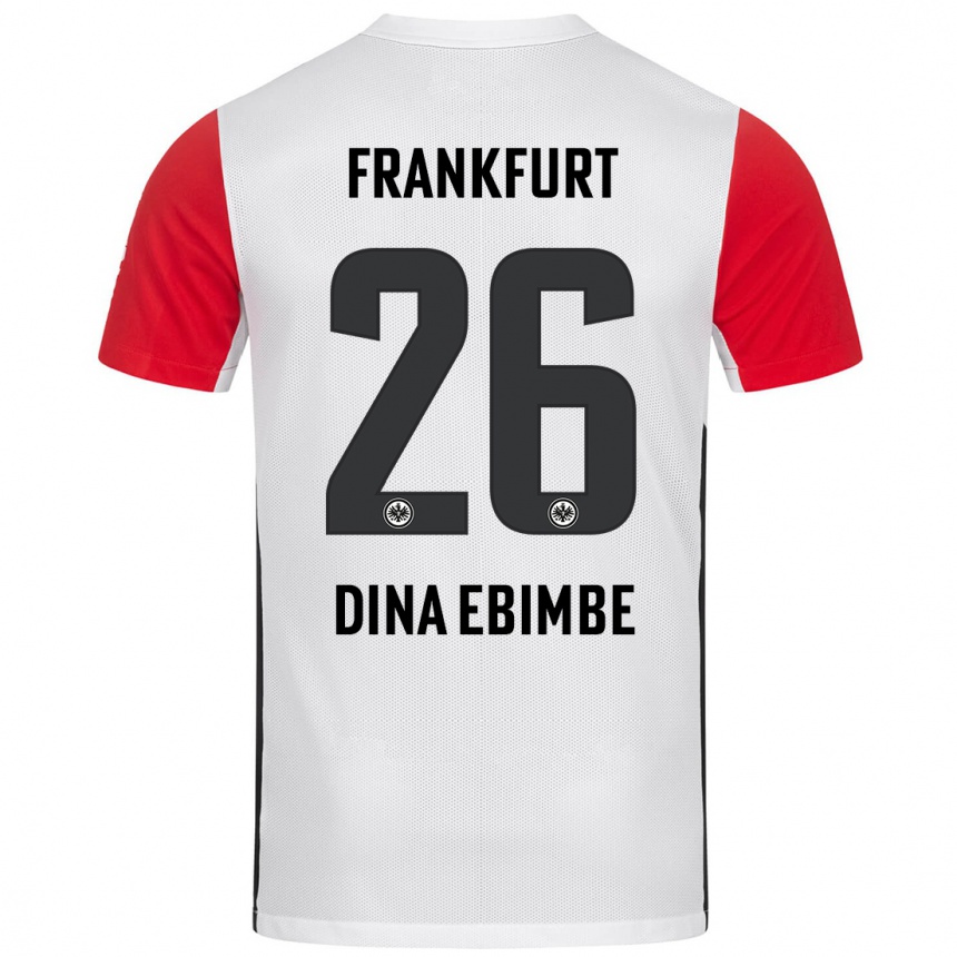 Kids Football Junior Dina Ebimbe #26 White Red Home Jersey 2024/25 T-Shirt Australia