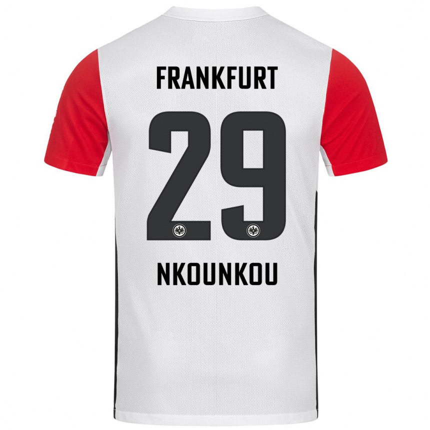 Kids Football Niels Nkounkou #29 White Red Home Jersey 2024/25 T-Shirt Australia