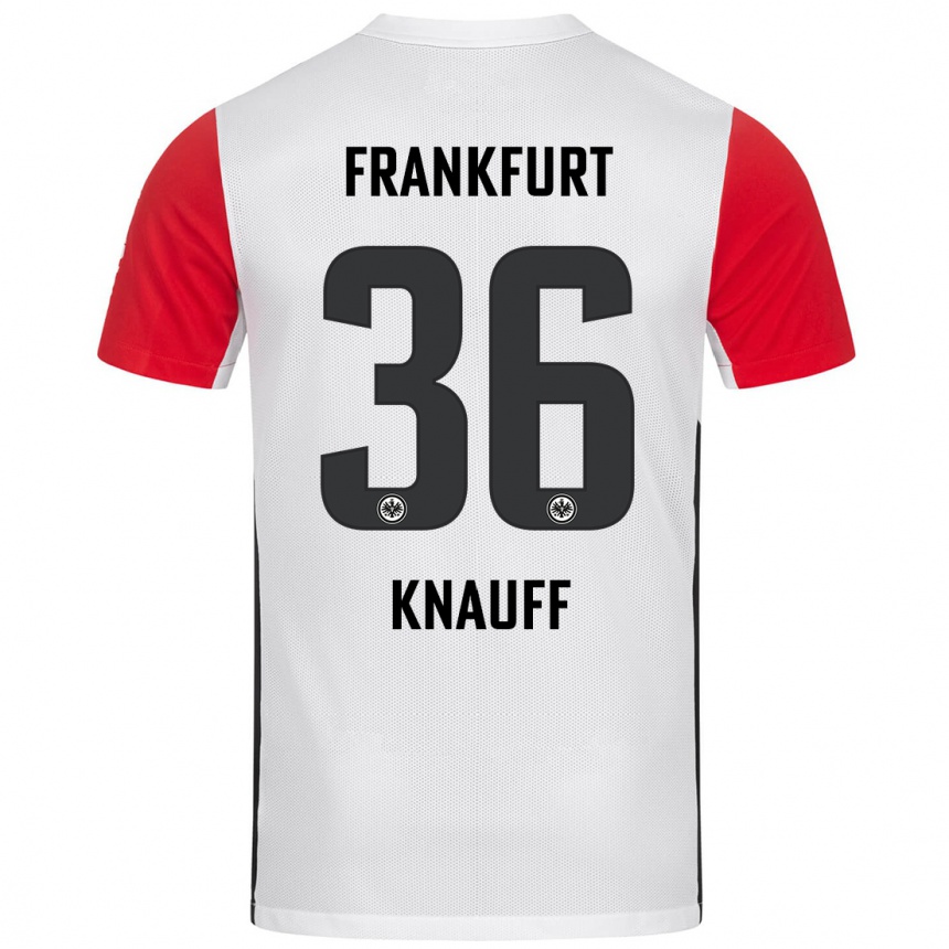 Kids Football Ansgar Knauff #36 White Red Home Jersey 2024/25 T-Shirt Australia