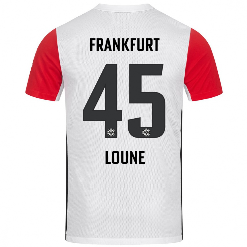 Kids Football Mehdi Loune #45 White Red Home Jersey 2024/25 T-Shirt Australia