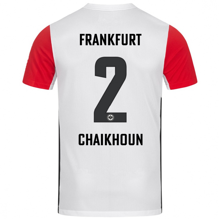 Kids Football Ayoub Chaikhoun #2 White Red Home Jersey 2024/25 T-Shirt Australia