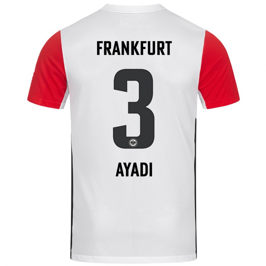 Kids Football Akram Ayadi #3 White Red Home Jersey 2024/25 T-Shirt Australia