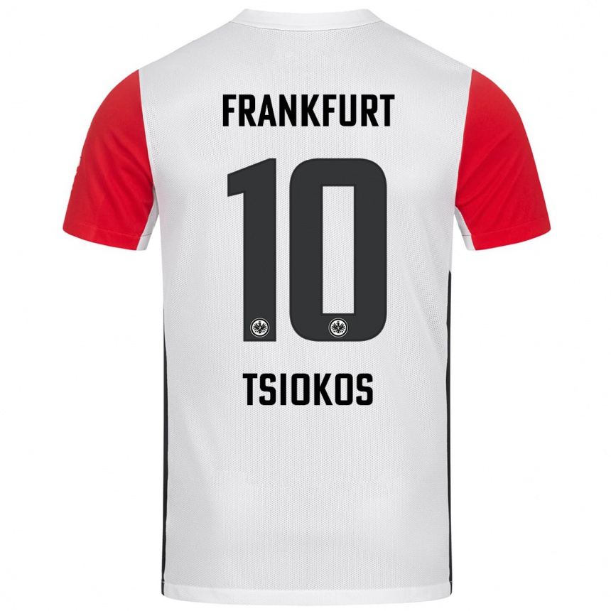 Kids Football Leonidas Ilias Tsiokos #10 White Red Home Jersey 2024/25 T-Shirt Australia