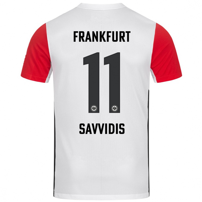 Kids Football Rafail Savvidis #11 White Red Home Jersey 2024/25 T-Shirt Australia