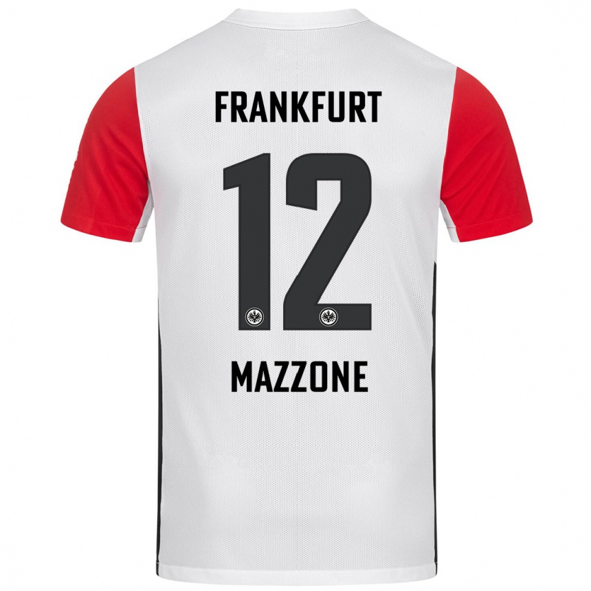 Kids Football Matteo Mazzone #12 White Red Home Jersey 2024/25 T-Shirt Australia