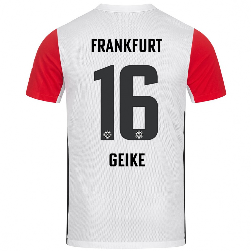 Kids Football Jonah Geike #16 White Red Home Jersey 2024/25 T-Shirt Australia