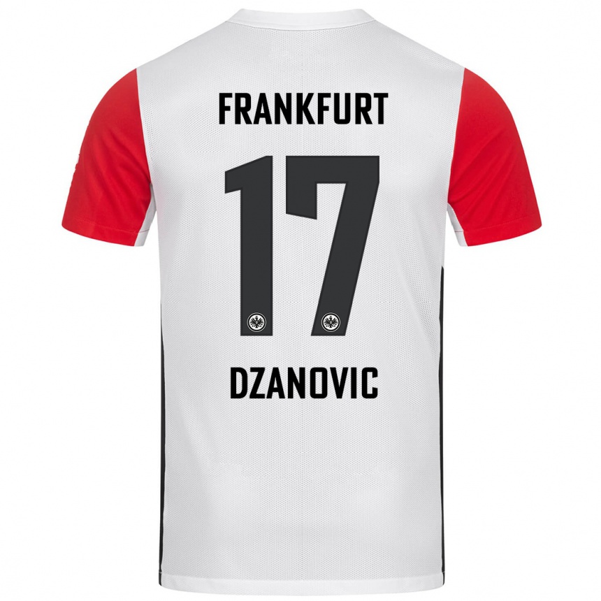 Kids Football Benjamin Dzanovic #17 White Red Home Jersey 2024/25 T-Shirt Australia