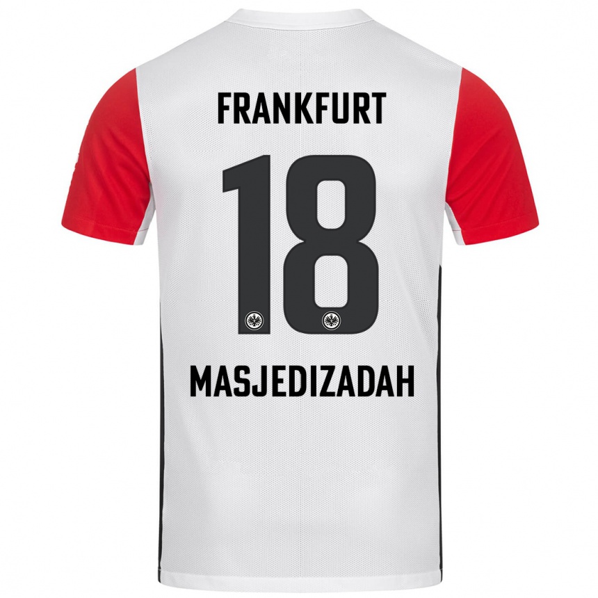 Kids Football Abolfazl Masjedizadah #18 White Red Home Jersey 2024/25 T-Shirt Australia