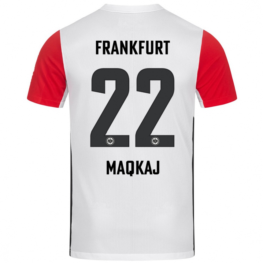 Kids Football Dritan Maqkaj #22 White Red Home Jersey 2024/25 T-Shirt Australia