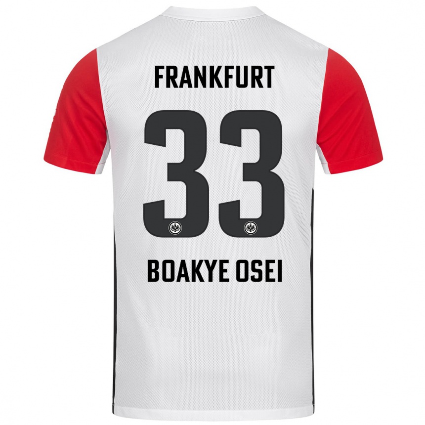 Kids Football Derek Boakye-Osei #33 White Red Home Jersey 2024/25 T-Shirt Australia