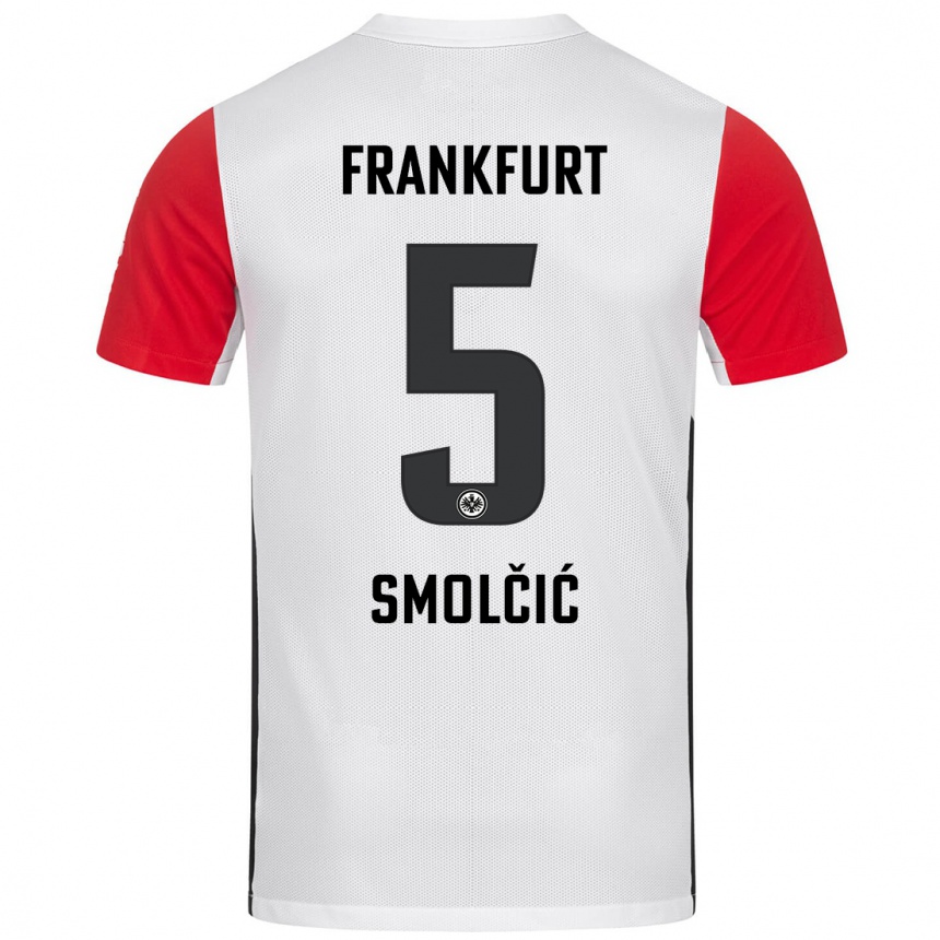 Kids Football Hrvoje Smolcic #5 White Red Home Jersey 2024/25 T-Shirt Australia