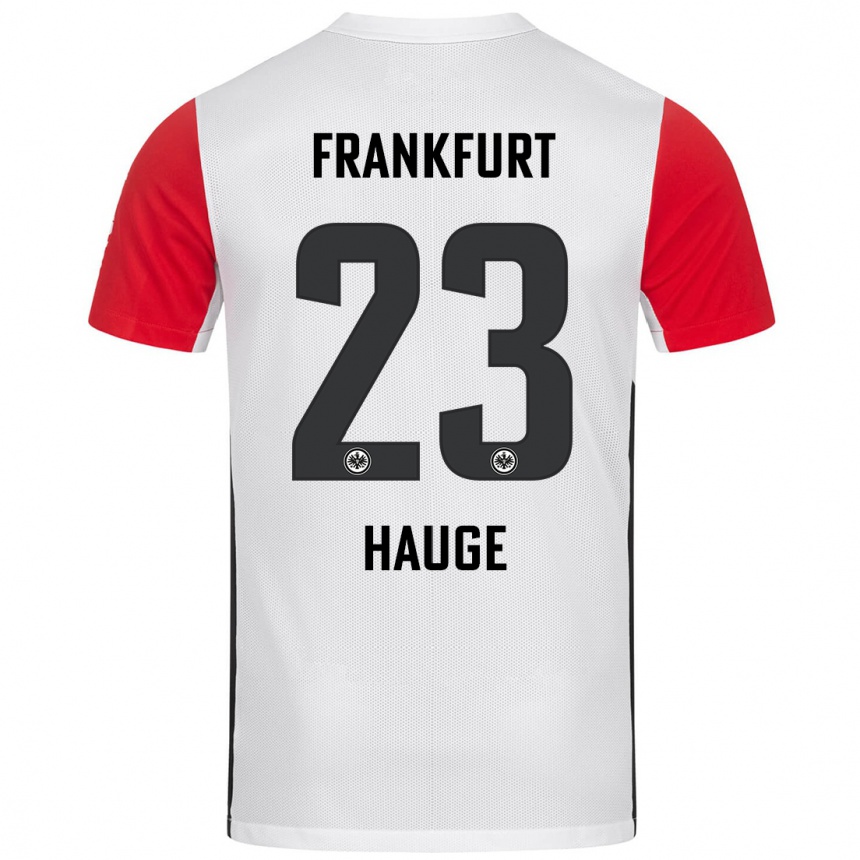 Kids Football Jens Petter Hauge #23 White Red Home Jersey 2024/25 T-Shirt Australia