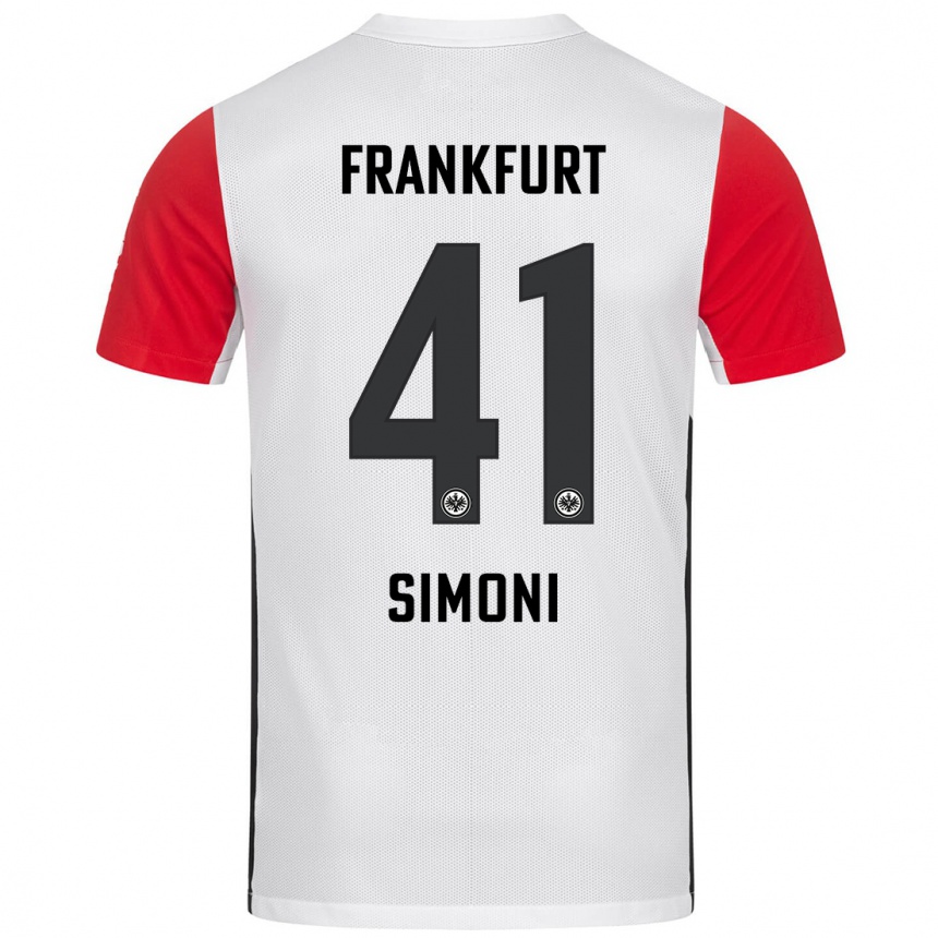 Kids Football Simon Simoni #41 White Red Home Jersey 2024/25 T-Shirt Australia