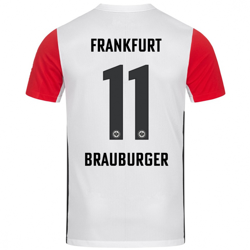 Kids Football Maximilian Brauburger #11 White Red Home Jersey 2024/25 T-Shirt Australia