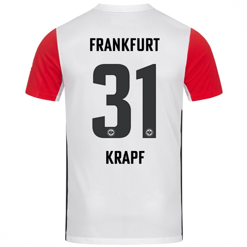 Kids Football Maximilian Krapf #31 White Red Home Jersey 2024/25 T-Shirt Australia