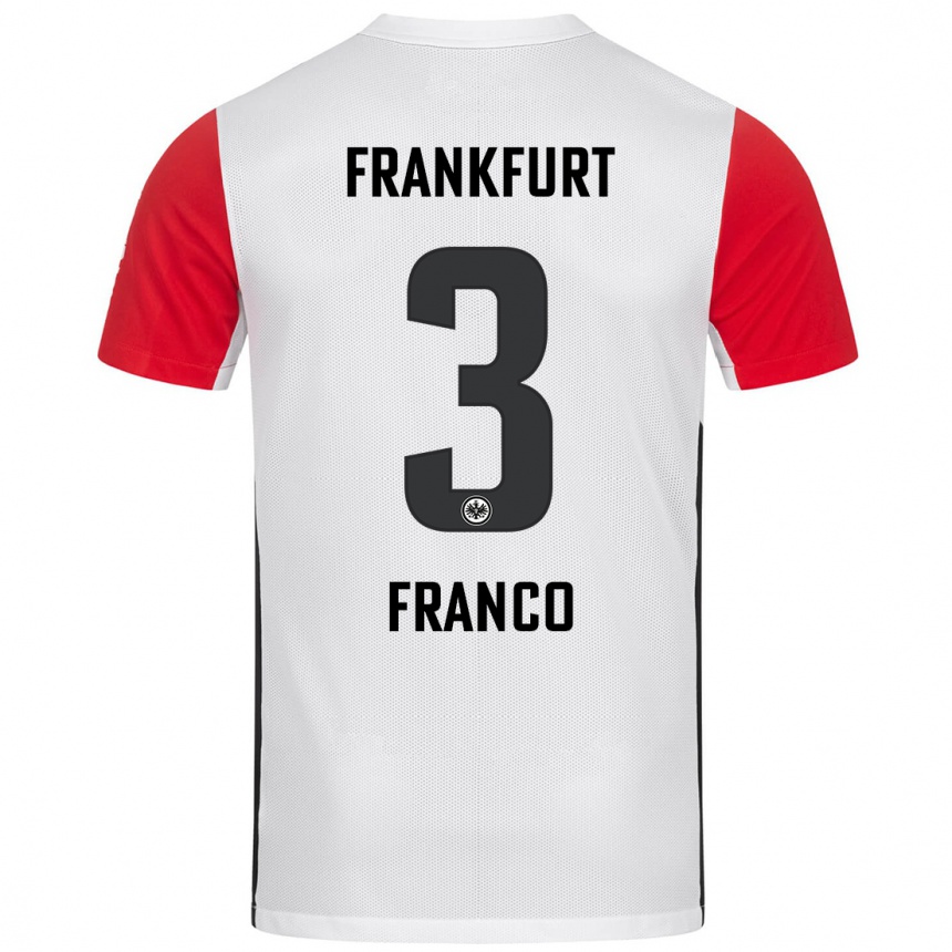 Kids Football Giuseppe Franco #3 White Red Home Jersey 2024/25 T-Shirt Australia