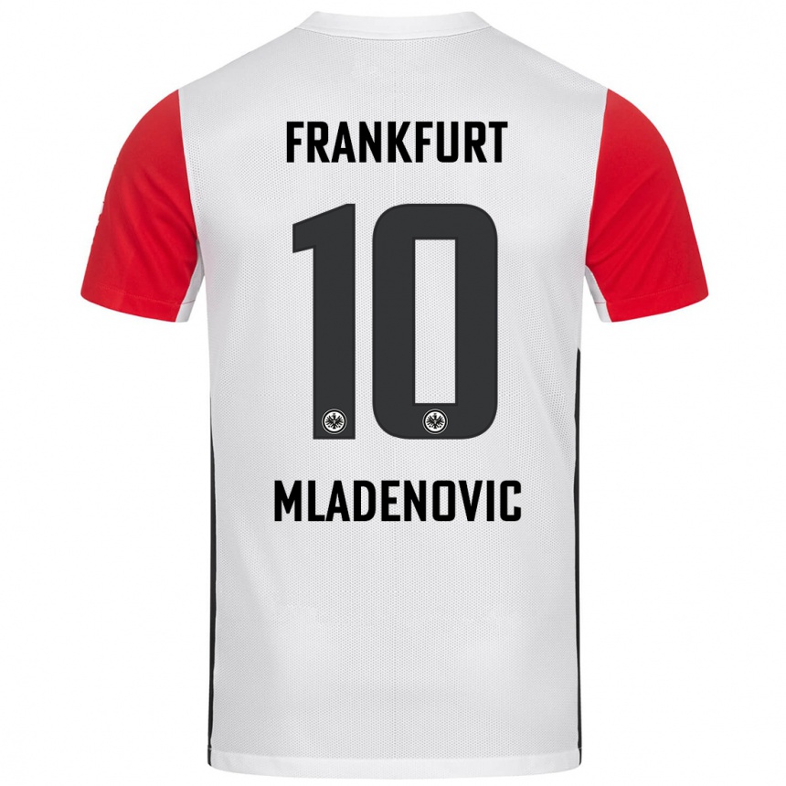 Kids Football Marko Mladenovic #10 White Red Home Jersey 2024/25 T-Shirt Australia