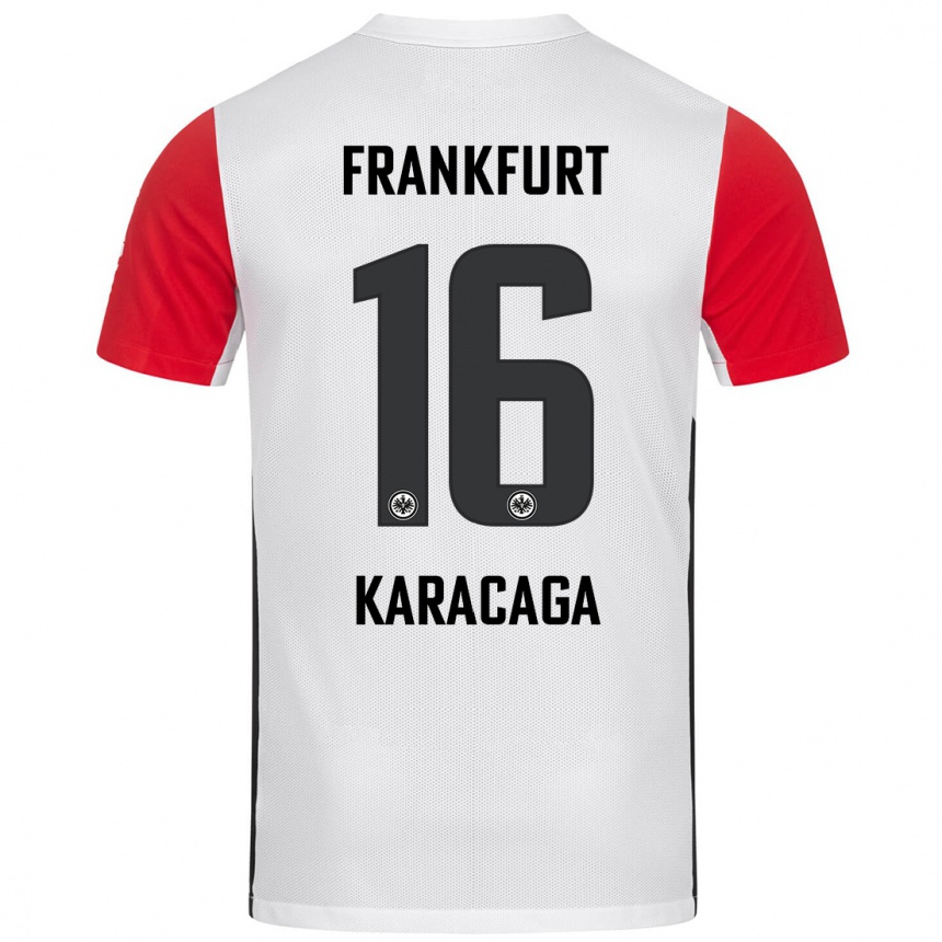 Kids Football Tom Karacaga #16 White Red Home Jersey 2024/25 T-Shirt Australia