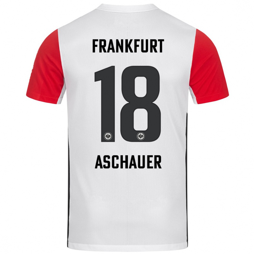 Kids Football Verena Aschauer Hanshaw #18 White Red Home Jersey 2024/25 T-Shirt Australia