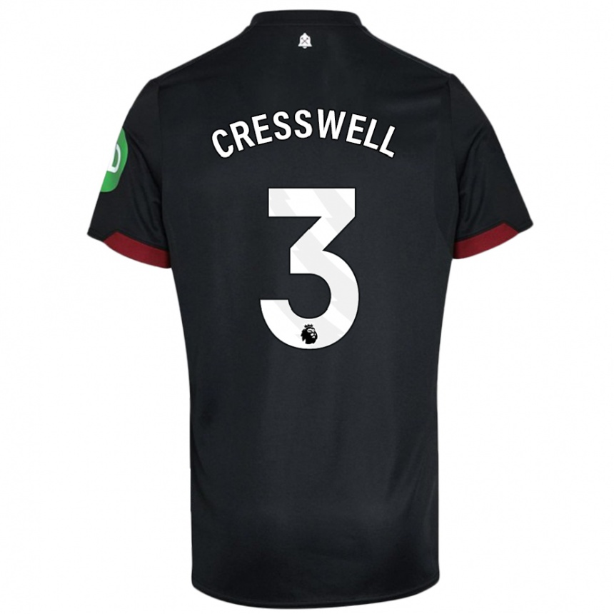 Kids Football Aaron Cresswell #3 Black White Away Jersey 2024/25 T-Shirt Australia