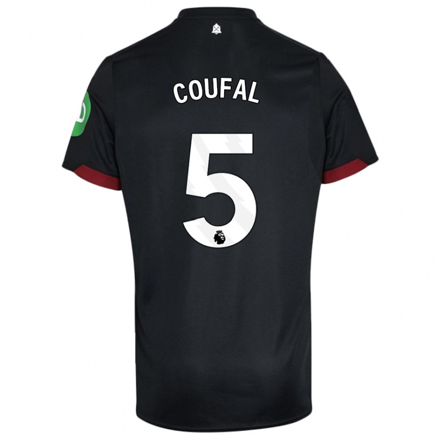 Kids Football Vladimir Coufal #5 Black White Away Jersey 2024/25 T-Shirt Australia