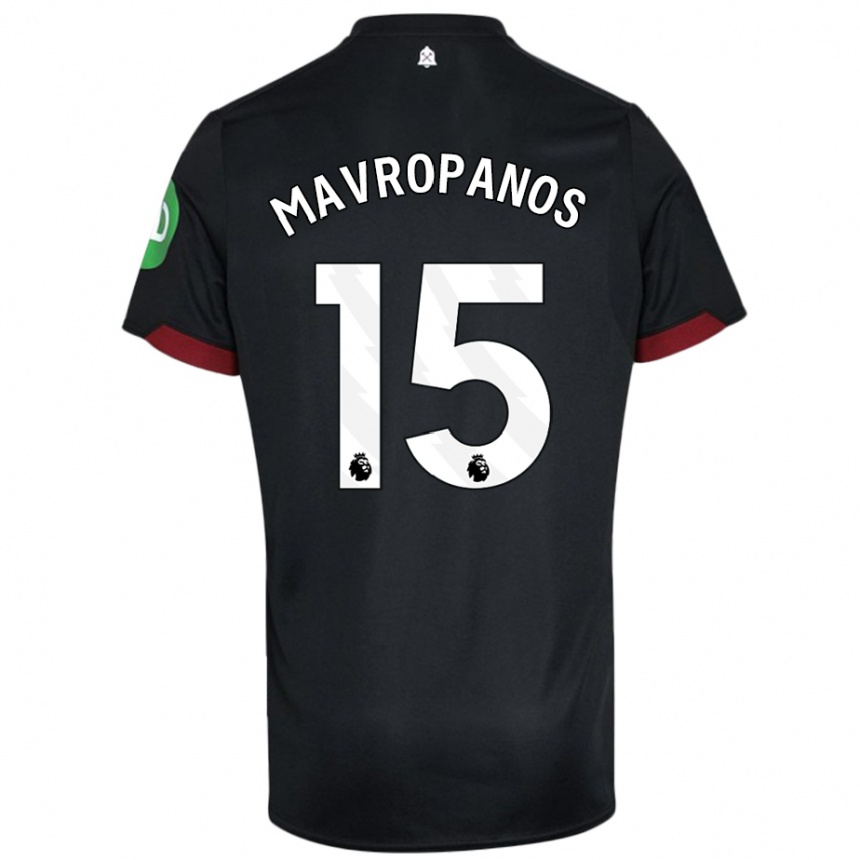 Kids Football Konstantinos Mavropanos #15 Black White Away Jersey 2024/25 T-Shirt Australia