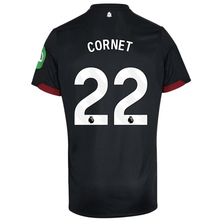 Kids Football Maxwel Cornet #22 Black White Away Jersey 2024/25 T-Shirt Australia