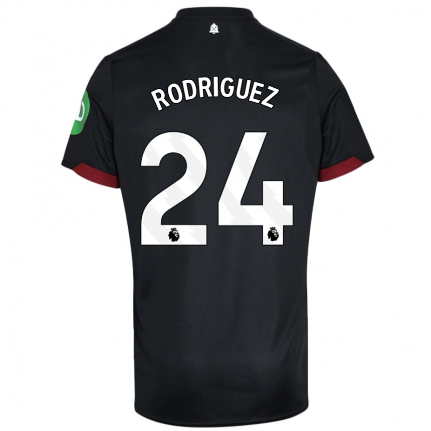 Kids Football Guido Rodríguez #24 Black White Away Jersey 2024/25 T-Shirt Australia