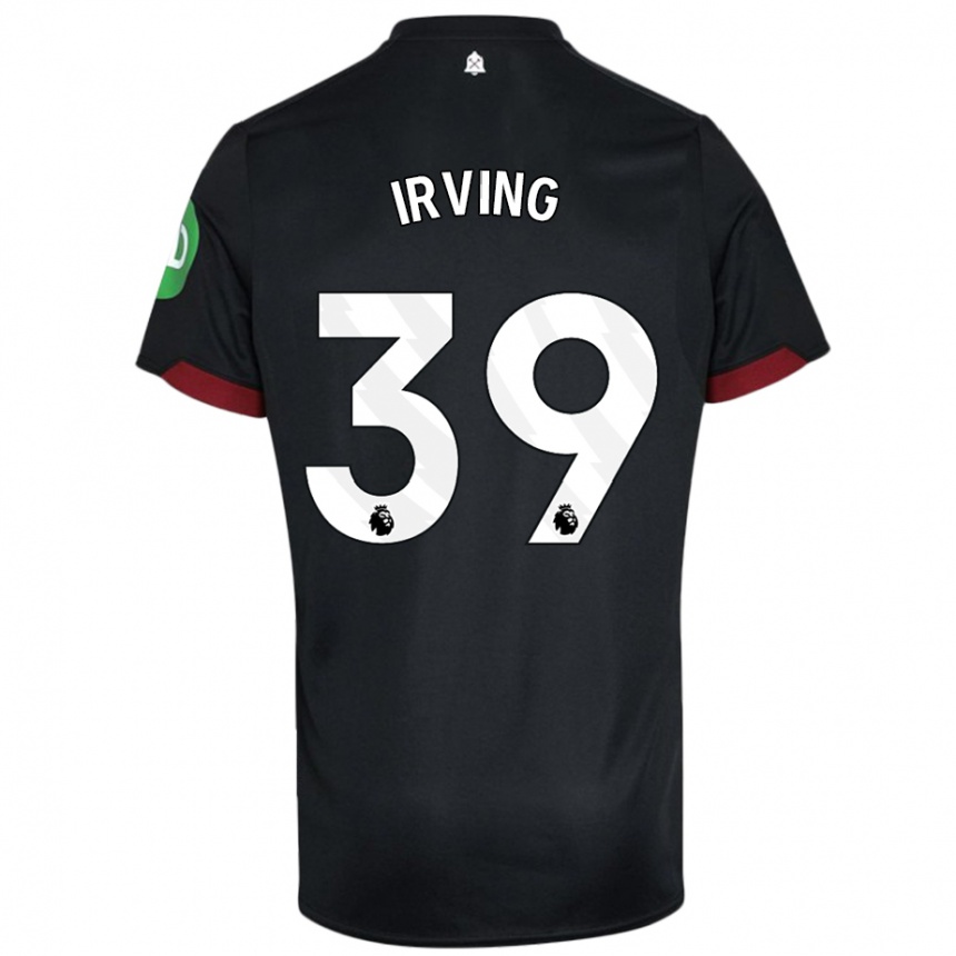 Kids Football Andy Irving #39 Black White Away Jersey 2024/25 T-Shirt Australia